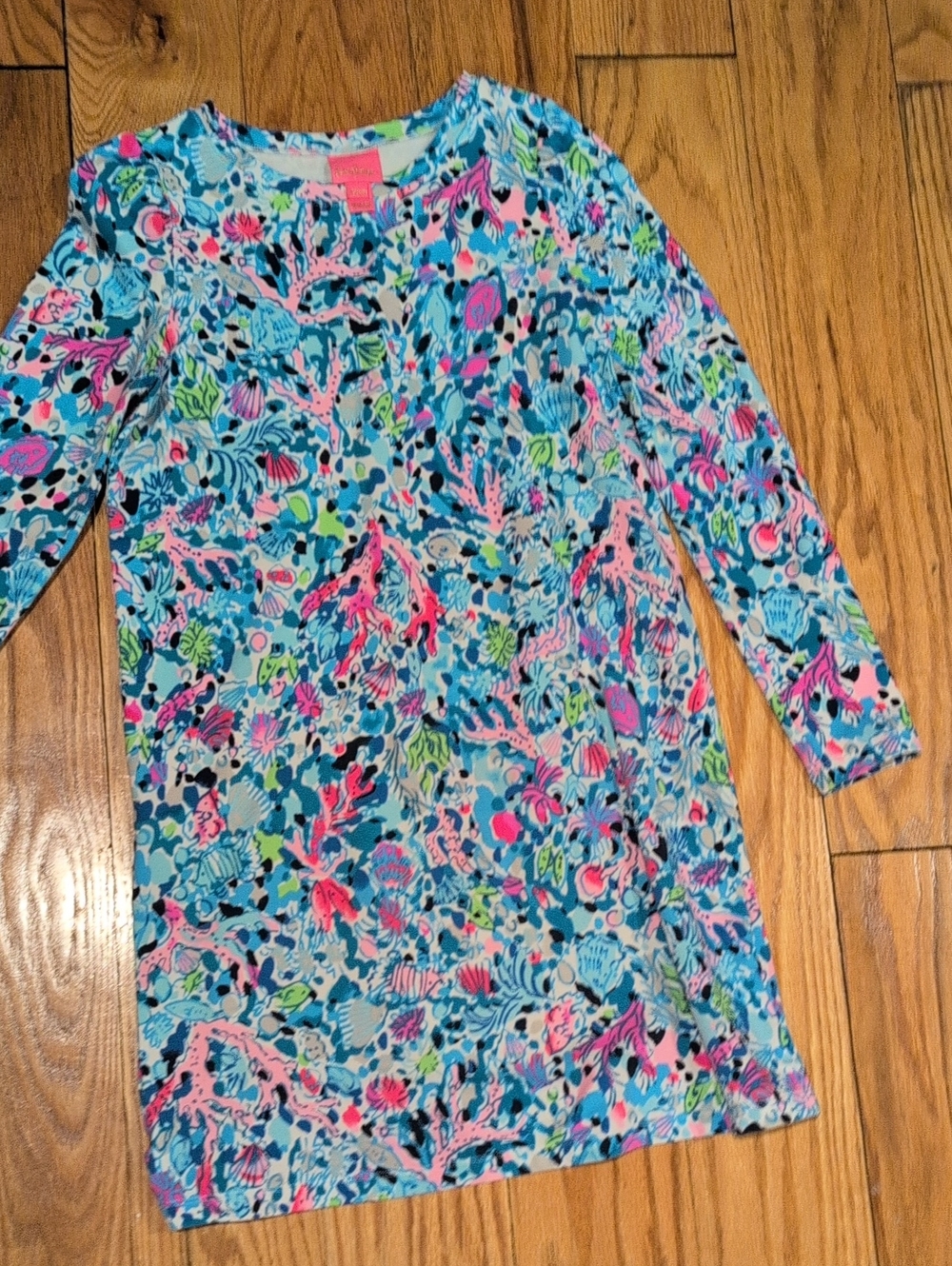 Lilly Pulitzer Girls' Blue, Pink & Green Floral Long Sleeve Dress